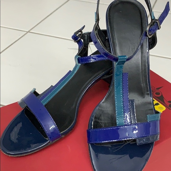 Vaneli patent leather sandals teal and blue - Picture 3 of 5